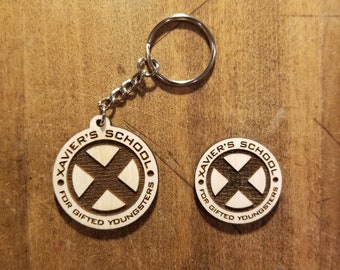 Xavier's School for Gifted Youngsters Wooden Pin or Keychain - X-Men
