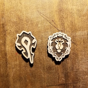 Horde and Alliance Wooden Pins