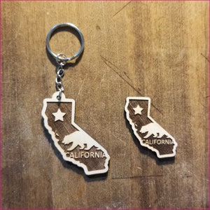California Wooden Pin and Keychain