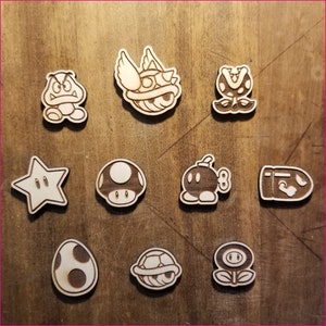 Mushroom Kingdom Wooden Pins