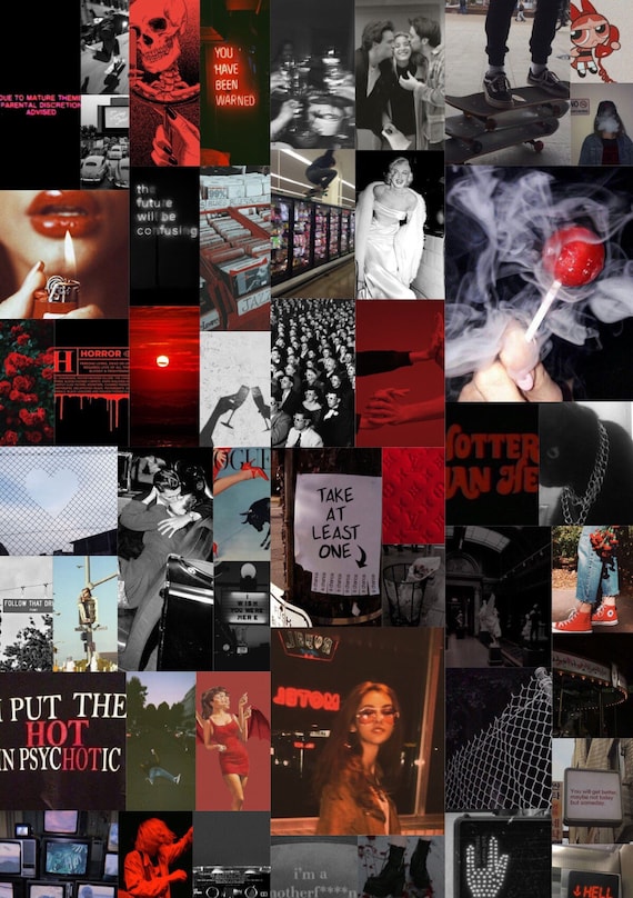 Grunge Wall Collage Kit 50 85 125 165 0 Pcs Trendy Dark Etsy