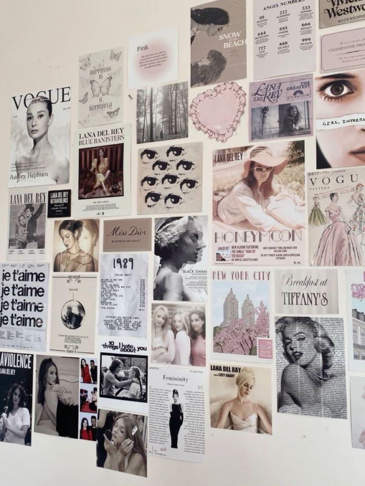 COQUETTE Wall Collage Kit - 50/85/125/165/200 PCS - VSCO, Feminine, Simple, Pink, Vintage