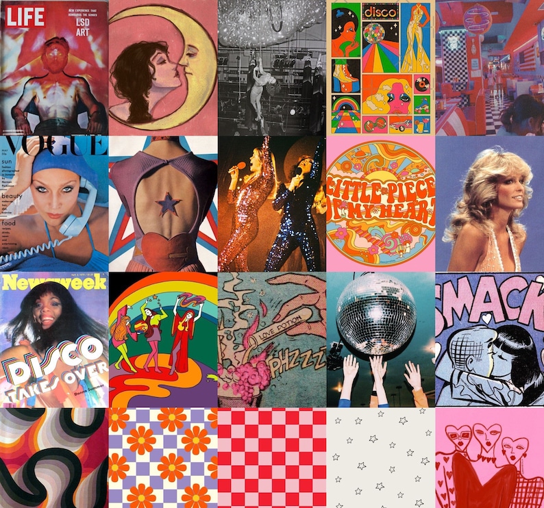 70s Disco Wall Collage Kit – Groovy Room Decor - Etsy