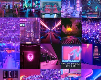 VAPORWAVE Wall Collage Kit - 50/85/125/165/200 PCS - 80s, VSCO, Trendy, Retro, Neon, Futuristic, Aesthetic