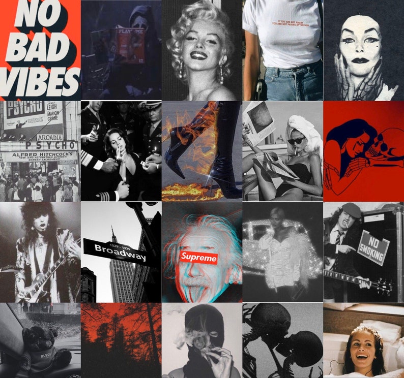 GRUNGE Wall Collage Kit 50/85/125/165 PCS Trendy Dark | Etsy