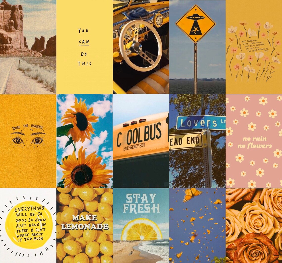 Vibe Collage Examples Good Vibes Photo Wall Collage Kit: Groovy Sunny Decor - Etsy