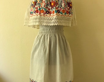 Mexican  embroidered floral dress