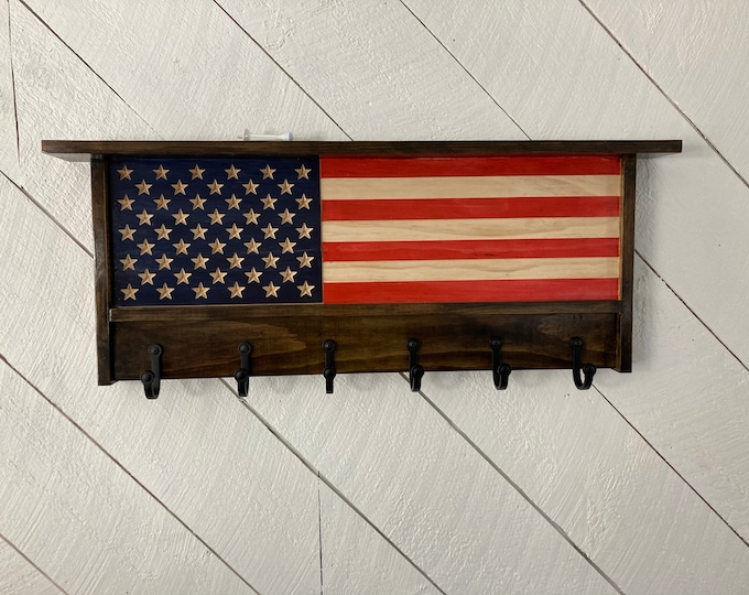 US Flag Coat Rack Etsy