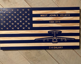 US Flag with Air Force C-5 Galaxy