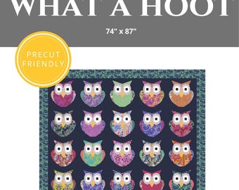What A Hoot by Sewing Corals *Foundation Paper Piecing* Quilt Pattern *Owls* 12" and 18" Block