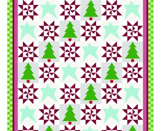 Digital Copy Sewing Corals Love Light Dreams Christmas Quilt with Applique and Piecing