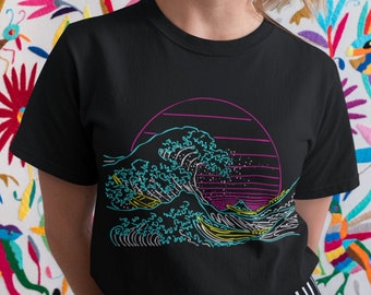 Estética gran ola Camisa tsunami Kanagawa camisetas mujeres Camiseta sin mangas Regalo Tees