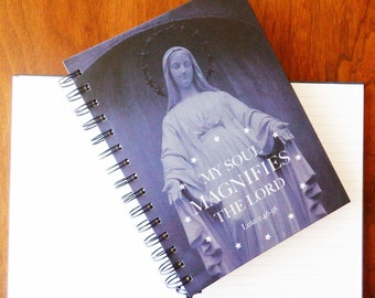 Magnificat My Soul Proclaims Coiled Journal Christian Notebook Luke 1:46-56 - Got Mary?