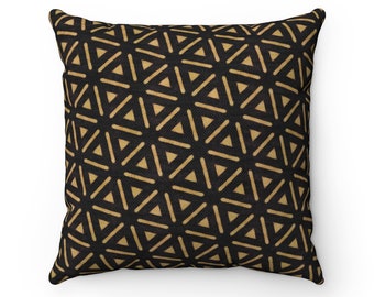 Black and Tan, Bogolan, African Inspired - Throw PIllow, Home Decor, Housewarming Gift Idea, Afrocentric Decor