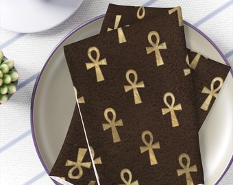 Ancient Egypt Inspired - Ankh - Microfiber Napkins - Housewarming Gift - Afrocentric Home Decor