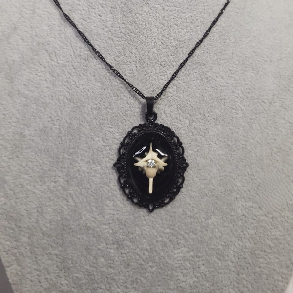 Gothic Pendant, Bone Necklace, Witchy Jewelry, Snake Vertebrae, Bone Jewelry, Gothic Jewelry, Oddity, Oddities, Macabre, Cameo