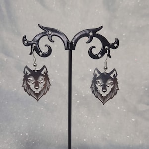 Wolf Earrings, Animal Earrings, Wolf Spirit, Wolf Jewelry, Gothic Earrings, Animal Spirit, Stainless Steel