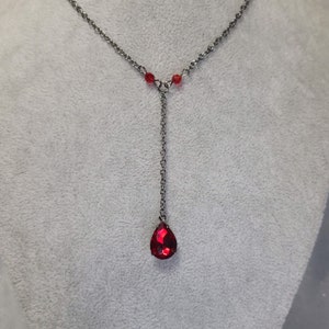 Gothic Y Necklace, Victorian Jewelry Victorian Necklace, Gothic Jewelry, Blood Red, Ruby Red, Blood Drop, Witchy Jewelry