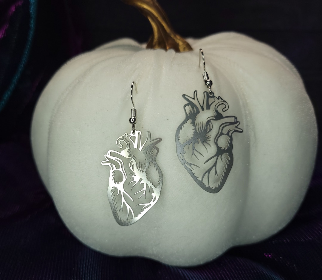 Stainless Steel Anatomical Heart Earrings: Nickel-Free Jewelry
