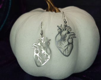 Stainless Steel Anatomical Heart Earrings: Nickel-Free Jewelry