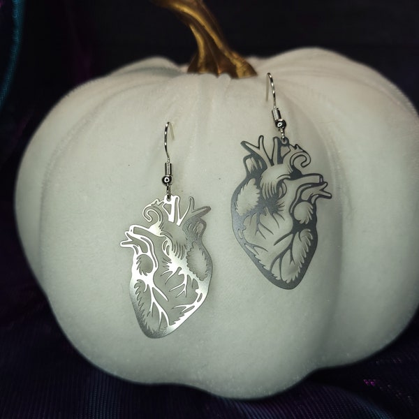 Anatomical Heart Earrings, Heart Jewelry, Heart Earrings, Metal Earrings, Anatomical Heart Jewelry