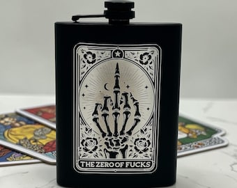 Funny Gothic Tarot Stainless Steel Hip Flask - 8oz