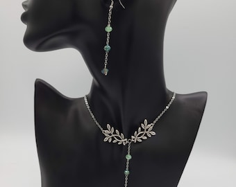 Green Ombré Jewelry Set: Nature Inspired Leaf Vines