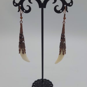 Coyote Teeth Earrings, Real Bone, Bone Jewelry, Gothic Earrings, Canine, Teeth Earrings, Witchy Jewelry