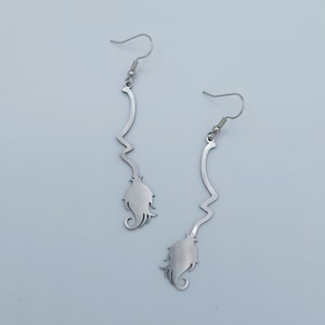 Witch Broom Earrings: Stainless Steel Halloween Jewelry