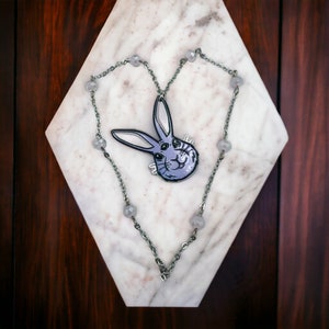 Three Eyed Rabbit, Gothic Easter Bunny, Gothic Necklace, Easter Jewelry, Holiday Necklace