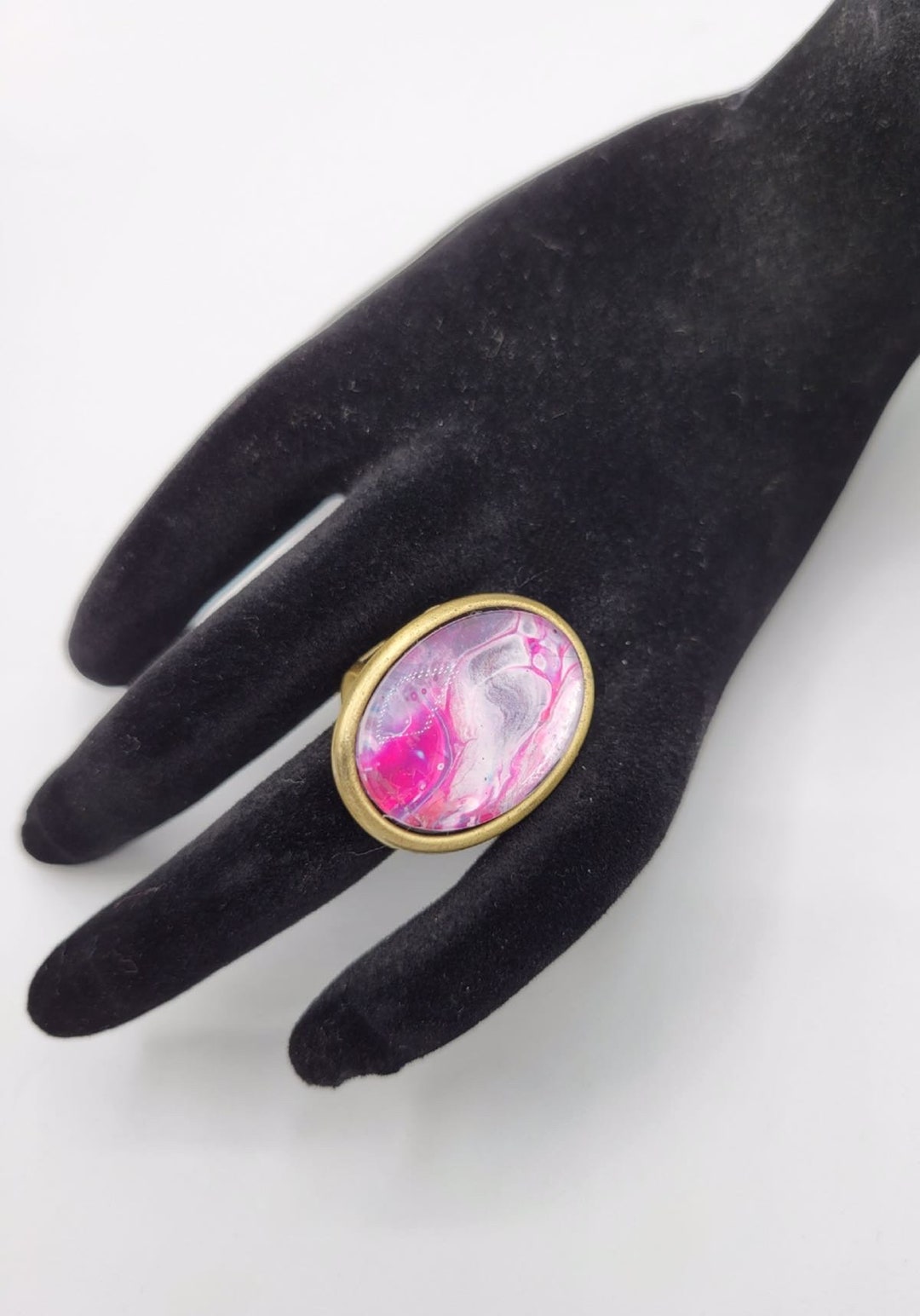 Fluid Art Ring, Fluid Art Jewelry, Pouring Art, Abstract Art, Bronze