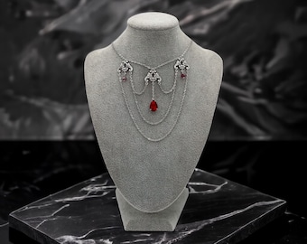 Rhinestone Victorian Necklace: Gothic Stainless Steel Jewelry