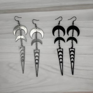 Moon Earrings, Moon Jewelry, Fantasy Jewelry, Witchy Earrings, Witch Jewelry, Pagan, Gothic Jewelry, Cosplay Jewelry