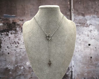 Keyhole Y Necklace, Stainless Steel Chain, Adjustable Length
