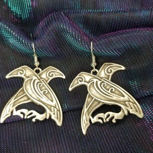 Viking Earrings, Viking Jewelry, Odin Ravens, Huginn, Muninn, Raven Earrings, Celtic Earrings