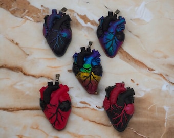 Anatomical Heart Necklace: Gothic Pendant, Five Colors