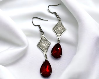 Rhinestone Poker Earrings: Stainless Steel Card Game Jewelry