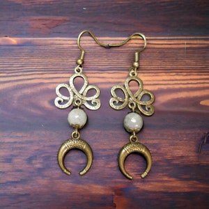 Viking Earrings, Valkyrie Earrings, Shieldmaiden Earrings, Viking Jewelry, Pagan Jewelry, Moonstone Jewelry, Labradorite Jewelry