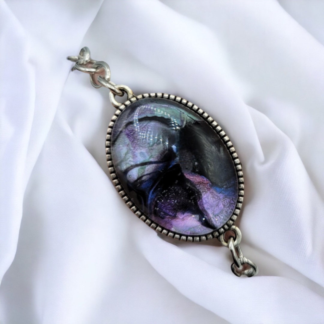 Fluid Art Bracelet, Fluid Art Jewelry, One of A Kind, Art Bracelet Etsy