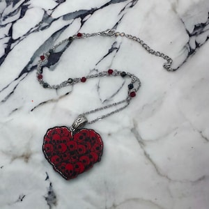 Skulls Heart, Skull Necklace, Skull Jewelry, Heart Necklace, Heart of Skulls