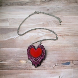 Heart Necklace, Heart Pendant, Wings, Angel Wings, Gothic Necklace, Gothic Jewelry