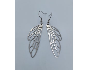 Stainless Steel Fairy Wing Earrings: Fantasy Cosplay Jewelry