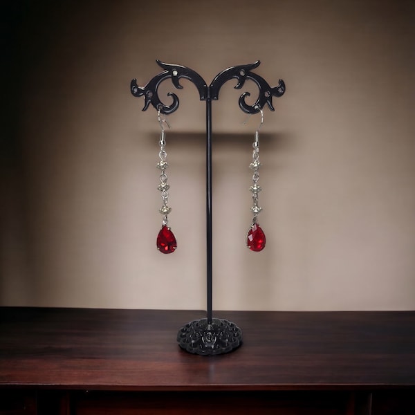 Blood Red, Ruby Red, Viking Jewelry, Gothic Jewelry, Victorian Earrings, Special Occasion, Prom