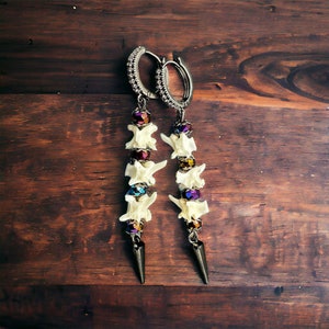 Real Snake Vertebrae Earrings, Gothic Pagan Bone Jewelry