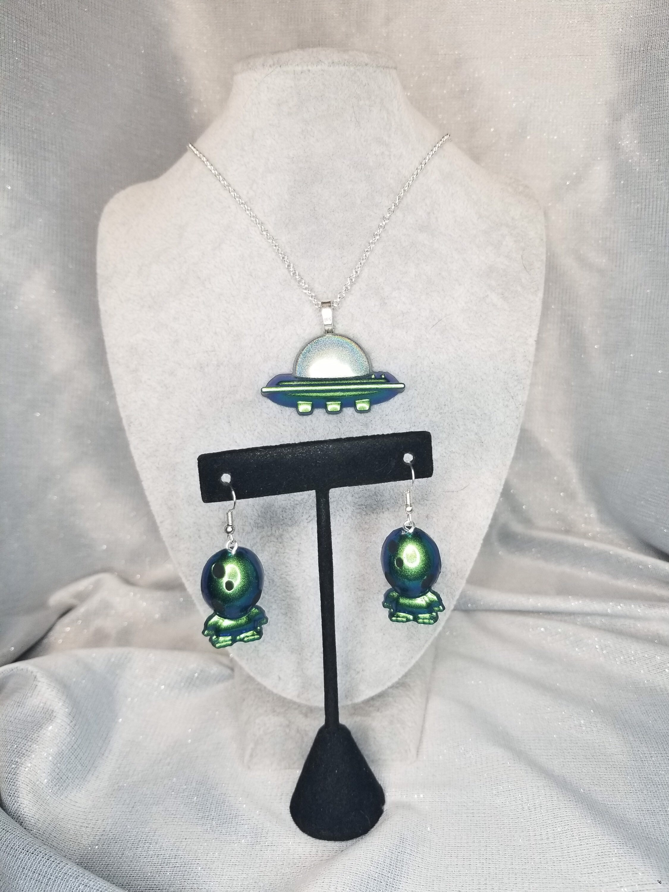 Alien Earrings UFO Necklace Alien Jewelry Fun Jewelry Sci Etsy
