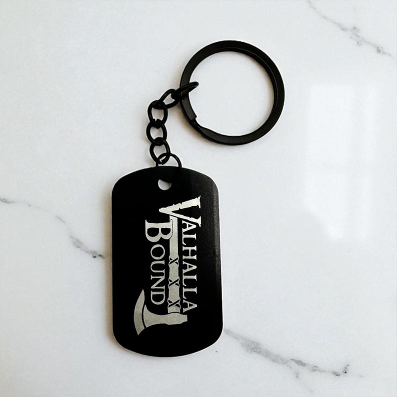 Valhalla Lettering Laser Engraved Viking Valhalla Keychain: Black Stainless Steel - Etsy