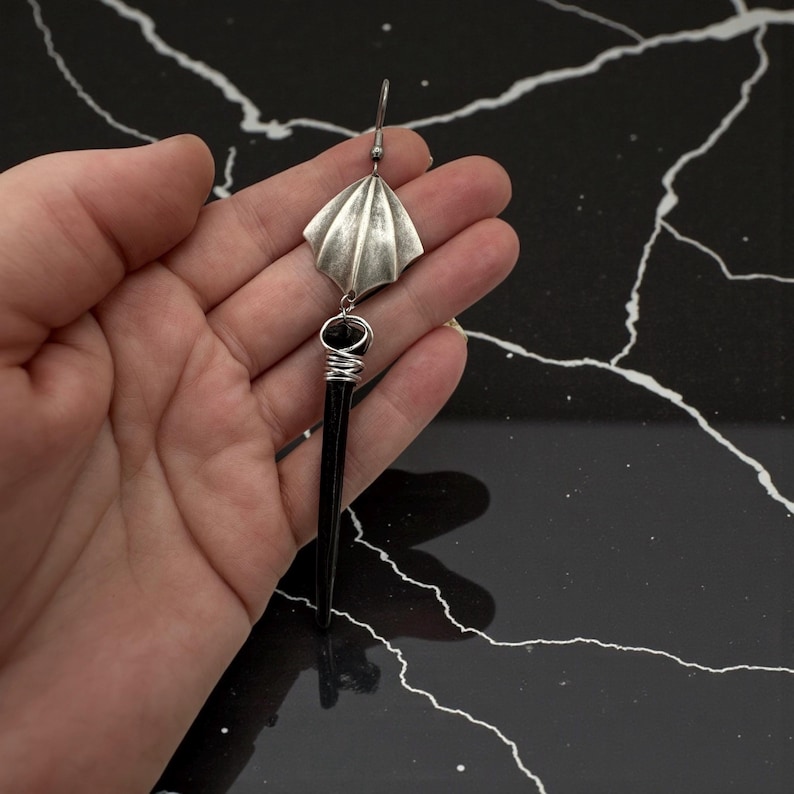 Coffin Nail Dangle Earrings: Gothic Vampire Jewelry image 2