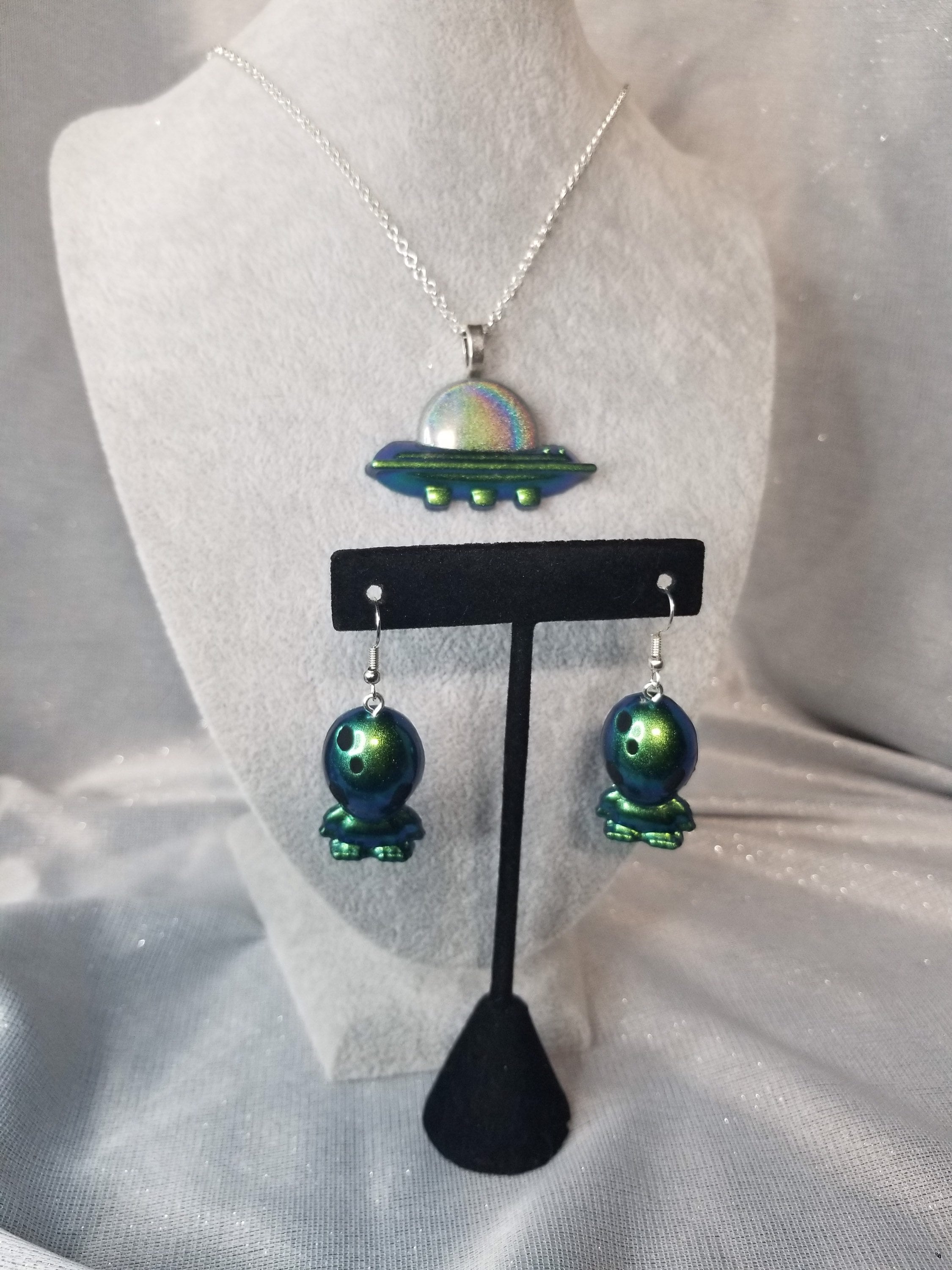 Alien Earrings UFO Necklace Alien Jewelry Fun Jewelry Sci Etsy