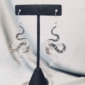 Snake Earrings, Metal Snake, Gothic Earrings, Gothic Jewelry, Snake Jewelry, Silver Snake, Serpent, Witchy