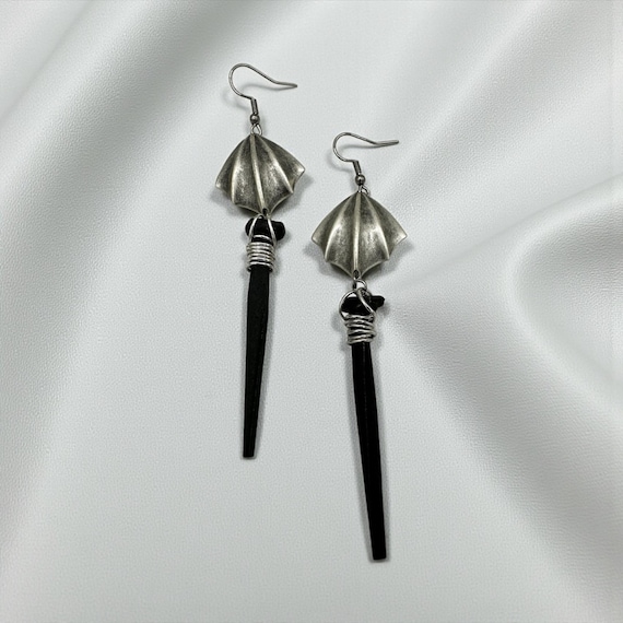 Coffin Nail Dangle Earrings: Gothic Vampire Jewelry